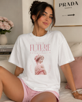 Romantic Vintage Statue Tee — 'The Future Is Feminine' Pink Bust Graphic T-Shirt